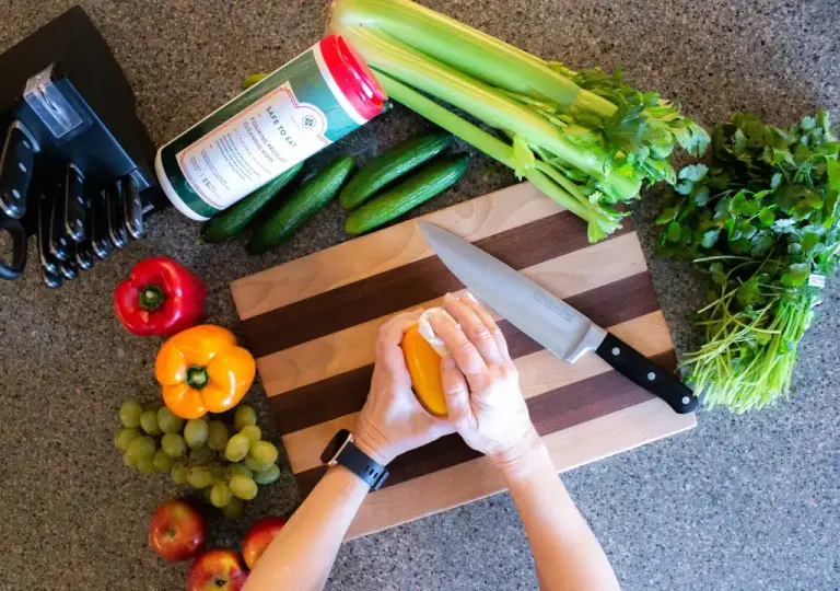 Washing Fruit and Vegetables using DERMAGLOVE's, "Safe To Eat," wipes. A perfect way to practice environmental compatibility.
